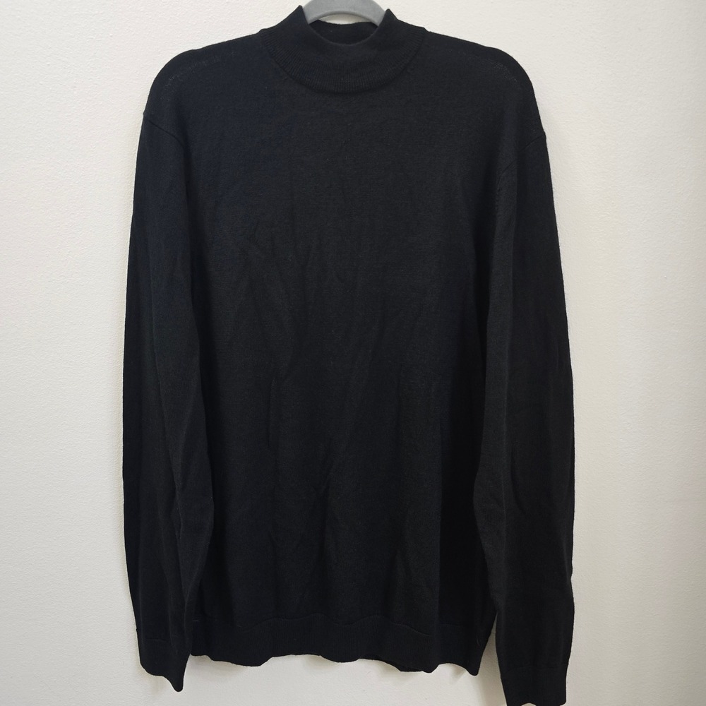 Turnbury Mens Extra Fine Merino Wool Mock Neck Sweater Black Size LT Large Tall‎